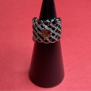 Bomb Party RBP6650 “Bragging on You” Cubic Zirconia on Hematite Size 6 Ring NWT